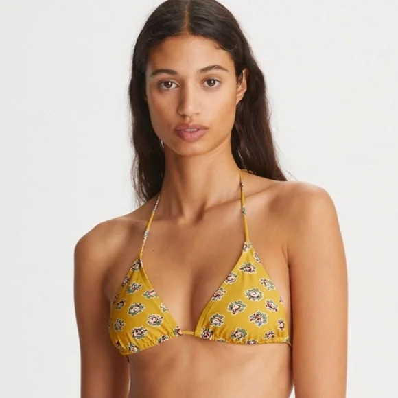 NWOT Tory Burch Printed String Bikini – Yellow Garden Rose – Size S - Picture 4 of 11
